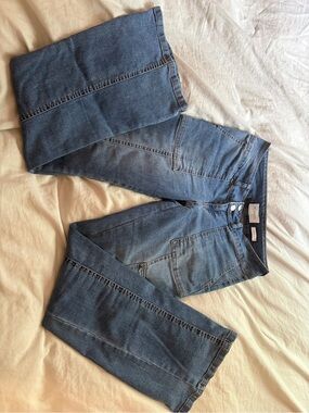 Celebrity Pink Medium Blue Denim Bootcut Jeans with Tan Stitching